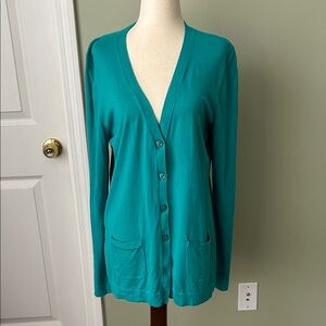 Talbots Turquoise Button-Up Cardigan